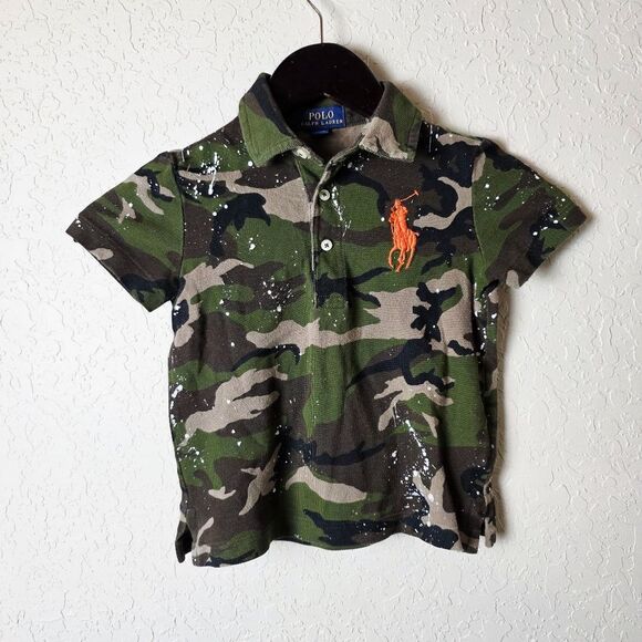 Polo Ralph Lauren Other - Polo Ralph Lauren Boys Camo Paint Splatter Mesh Polo Shirt Toddler Size 3T